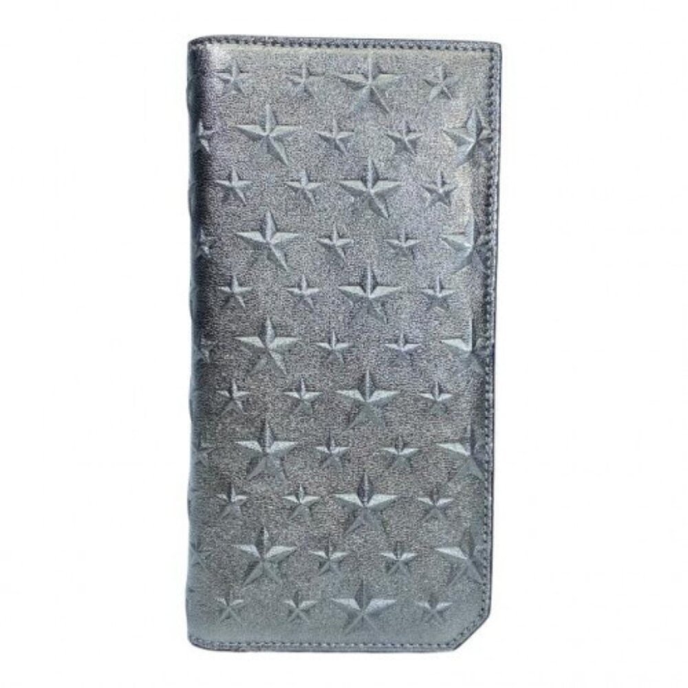 EUC JIMMY CHOO Embossed Star Leather Long Wallet in Gunmetal